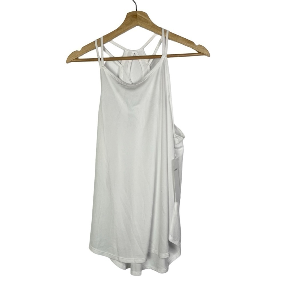 Layer 8 White Double Strap Tear Drop Athletic Tank Top L